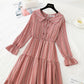 Long sleeve high waist thin French first love lattice fairy gentle dress  4721