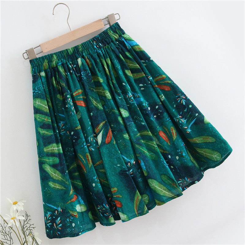 Printemps et été, jupe trapèze, petite jupe fleurie taille haute 3585