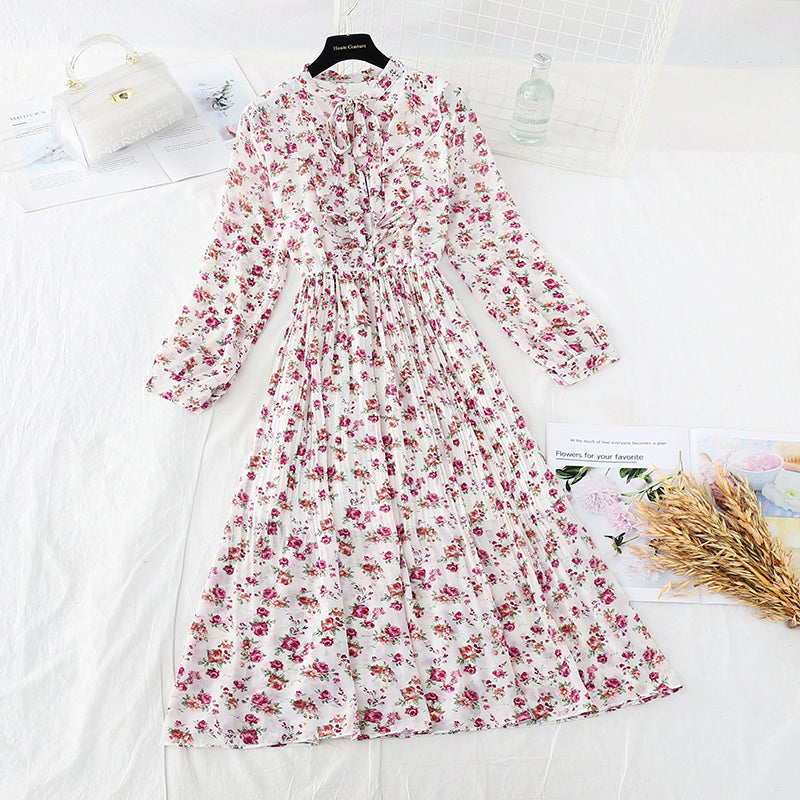 New French Vintage Chiffon lotus leaf side long skirt fairy super fairy series  4696