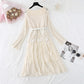 Hollowed out lace blouse Chiffon Dress  4010
