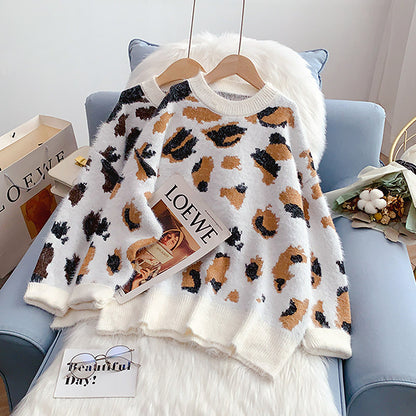 Damenpullover aus Mohair mit Leopardenmuster 5200