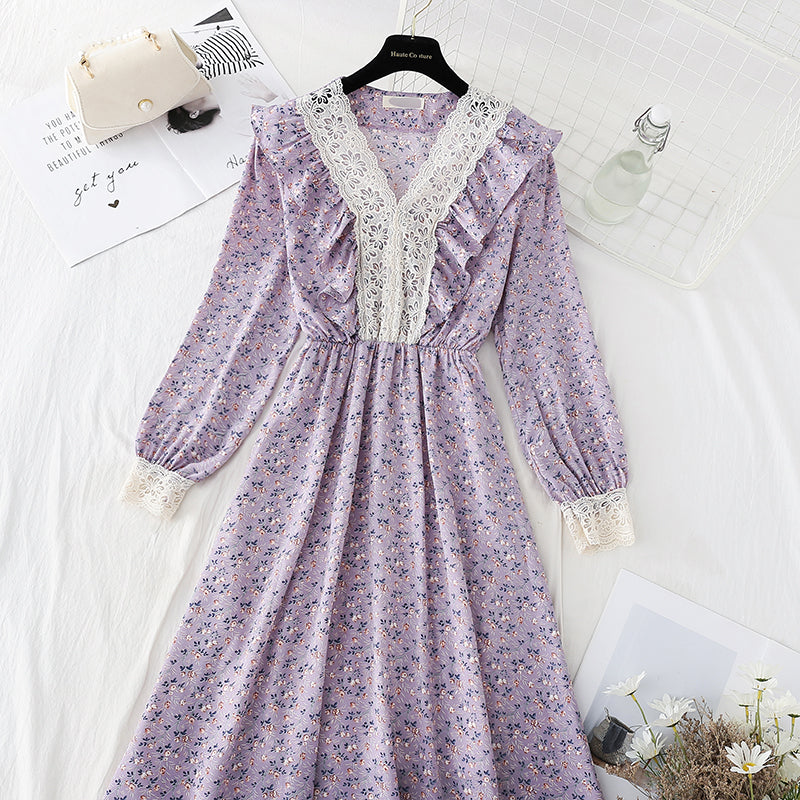 Spitze genähter Chiffonrock zeigt dünnes elastisches Taillentemperament 4080