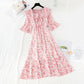 New sweet college broken Flower Chiffon French retro dress  4518