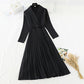Slim waist, gentle wind dress, lapel, light familiar wind pleated skirt  3868