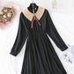 New sweet doll neck French retro pleat with a long skirt at the bottom  3908