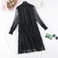 Japanese soft wind mesh cake bottomed long skirt  4494