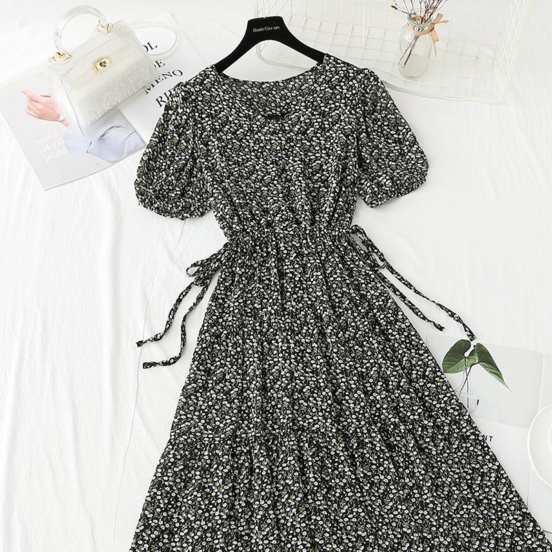 French first love sweet little fresh floral skirt tea break temperament small skirt  4881