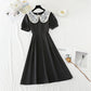 Lace doll Neck Chiffon Dress with slim waist  4855
