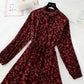 New long sleeved chiffon skirt sweet waist slim gentle wind Floral Dress  4546