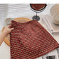 Vintage Plaid tweed skirt temperament high waist A-line skirt  5274