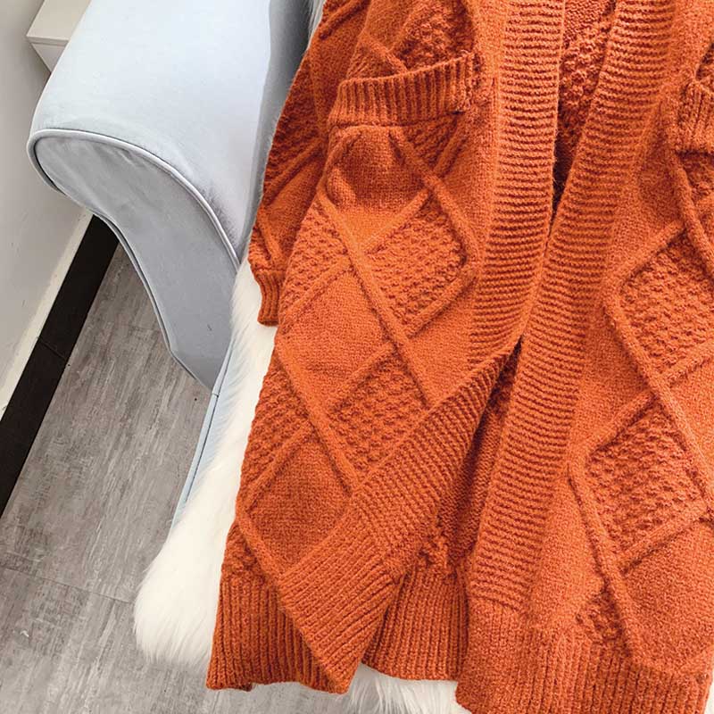 Sweater cardigan female loose lazy wind thickened thick thread twist  4933