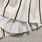 Spring/summer skirt, rhomboid print pleated skirt, high waist, striped patchwork  3675
