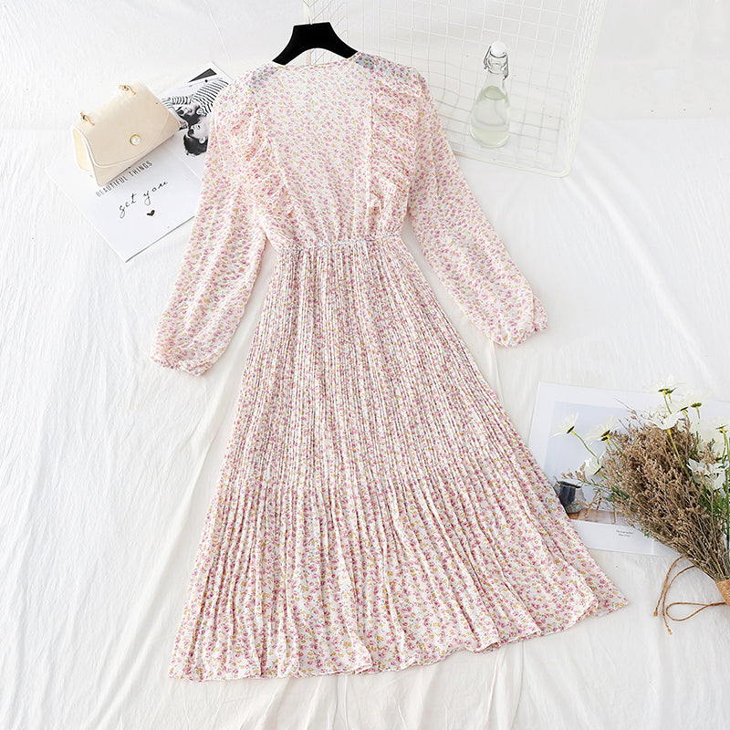 New Ruffle Chiffon Dress pleated skirt  4079