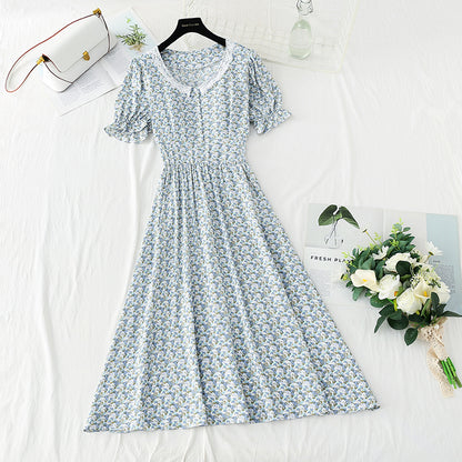 New medium length chiffon skirt with short sleeves is thin and gentle  4864