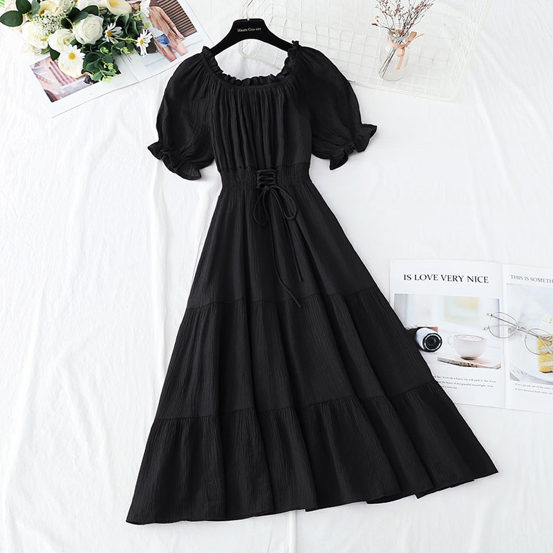 New tea break waist Cotton Linen Skirt long A-line skirt  4251