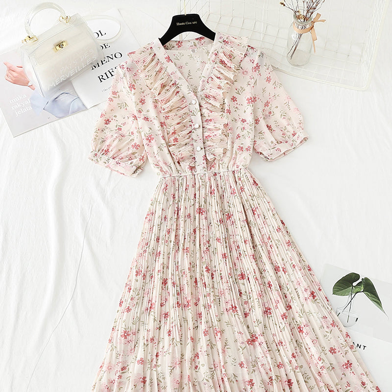 Jupe douce du premier amour français, vent doux, fleur cassée en mousseline de soie 4893