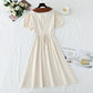 Cotton linen dress sweet bubble sleeve doll collar  4272