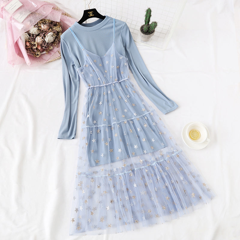 Minority pentagonal star mesh suit skirt  4320