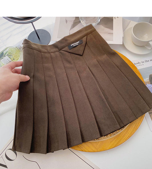 Jupe plissée style collège rétro jupe trapèze décontractée taille haute 5313