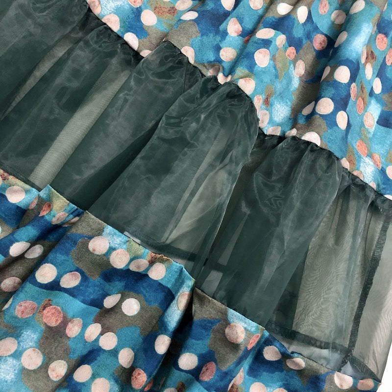 jupe en gaze à imprimé pois avec maille drapée 3688