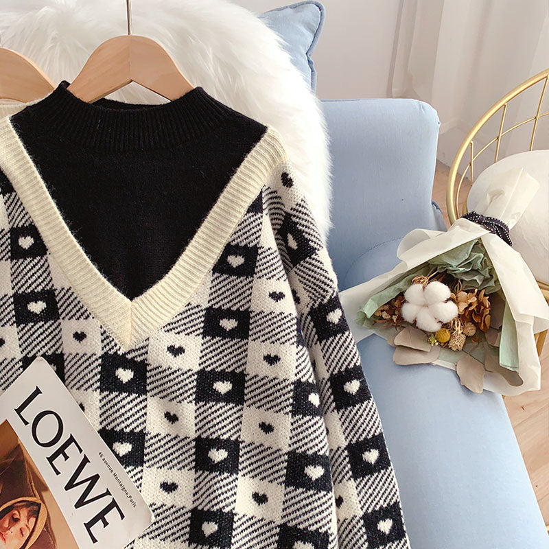 Zweiteiliges Pullover-Oberteil mit halbem Rollkragen im Design 4964