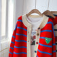Striped sweater net red knitted cardigan  5074