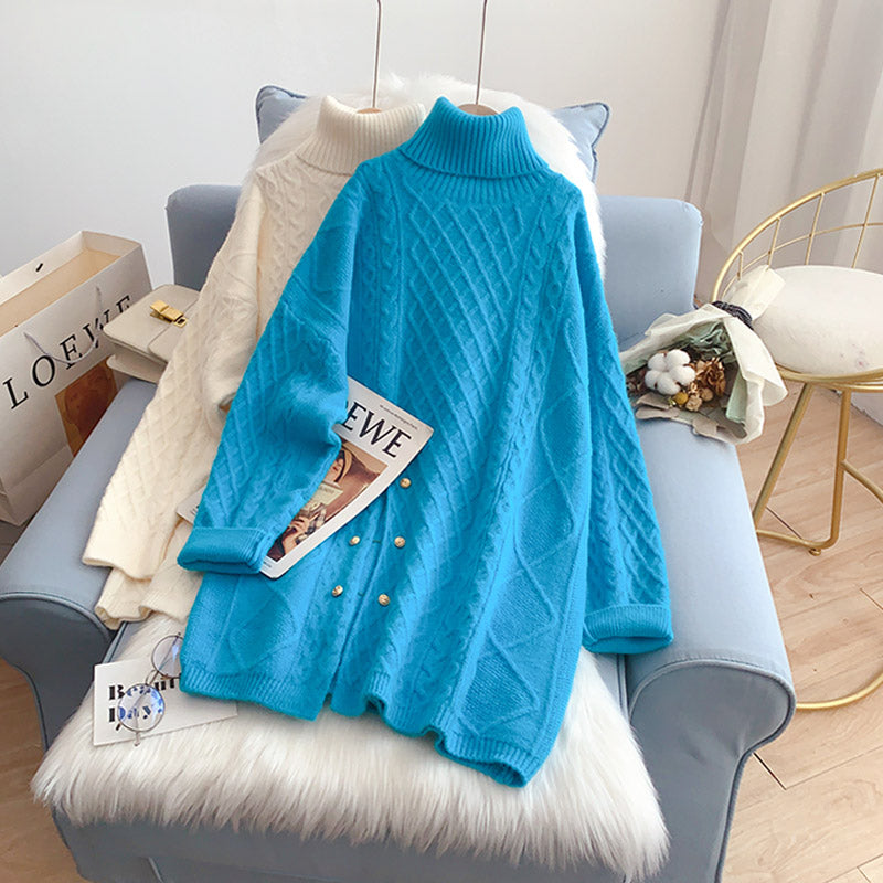 New loose lazy style sweater high neck sweater women  4922