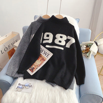 Lässiger Wind- und Fremdstil-Pullover mit gealtertem Saum 5155