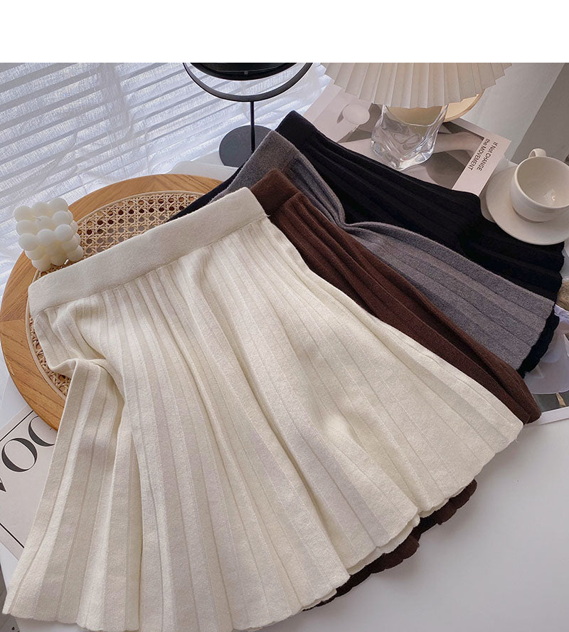 Pleated skirt, women's design, versatile knitted skirt  5271