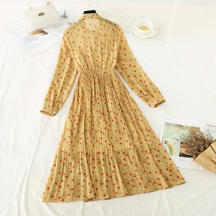 New French Floral Chiffon pleated long skirt fairy super fairy series  4731