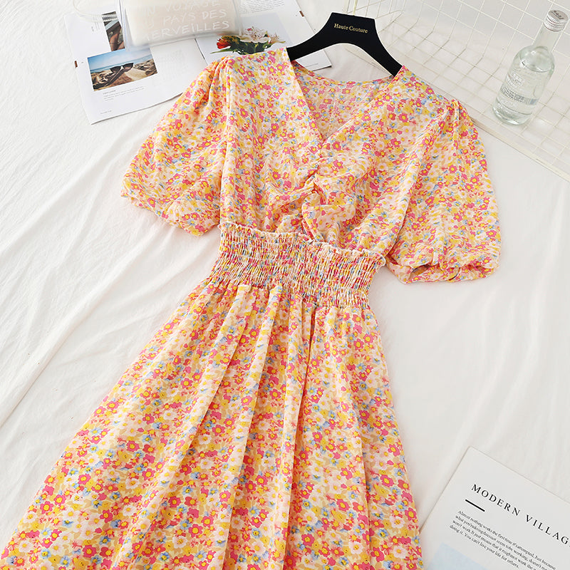 The new waist is slim, gentle, French retro skirt  4656