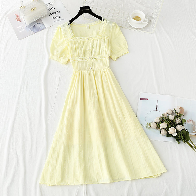 Jupe fine en dentelle à encolure carrée, fermeture à la taille, premier amour 4240