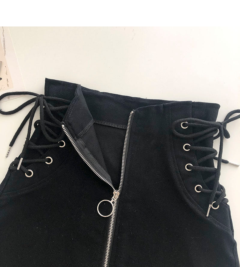 The new side strap design feels thin, high waist zipper a-bag hip skirt  5336