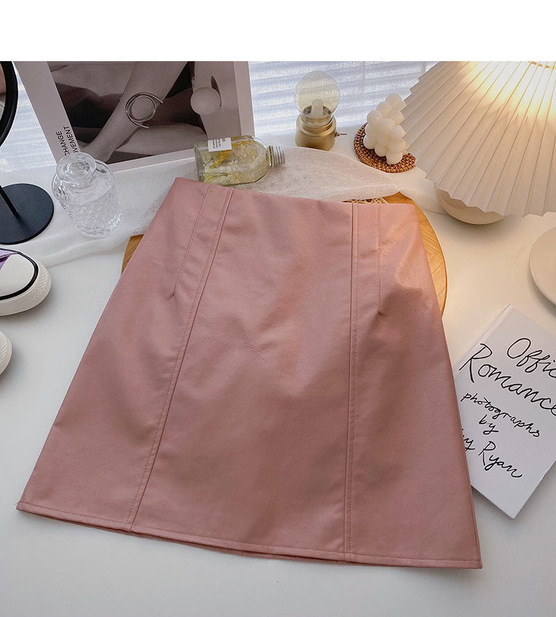 Versatile slim fashion PU leather skirt to prevent light loss  5346