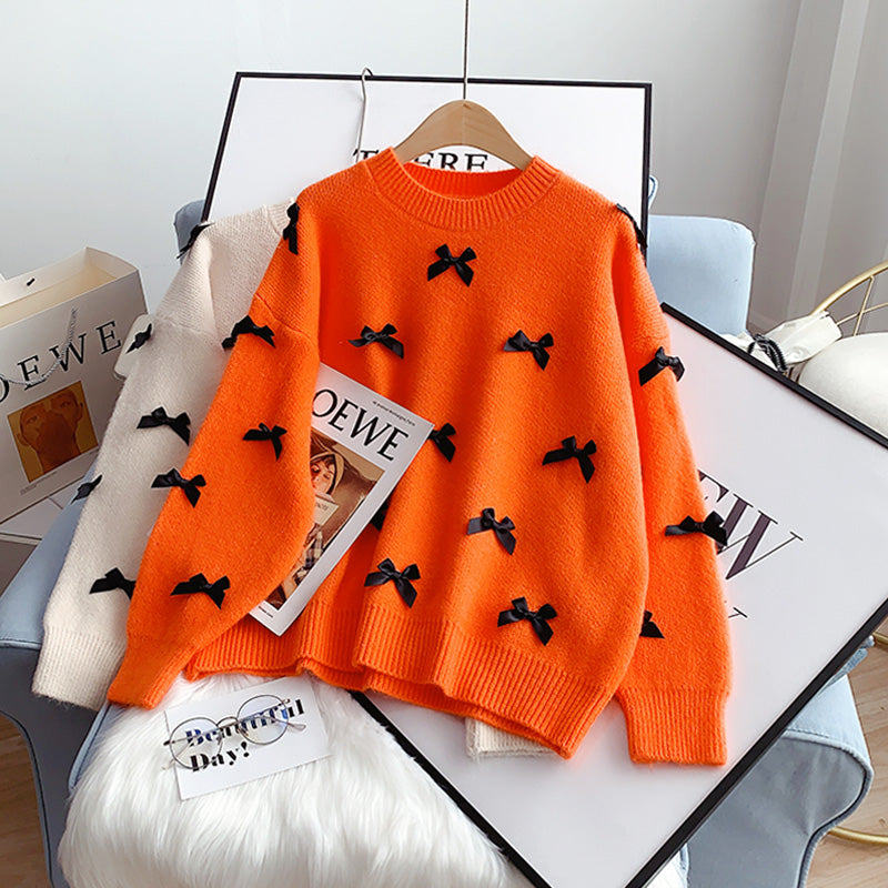 Sanfter Schleifenpullover Pullover Pullover Top 5120