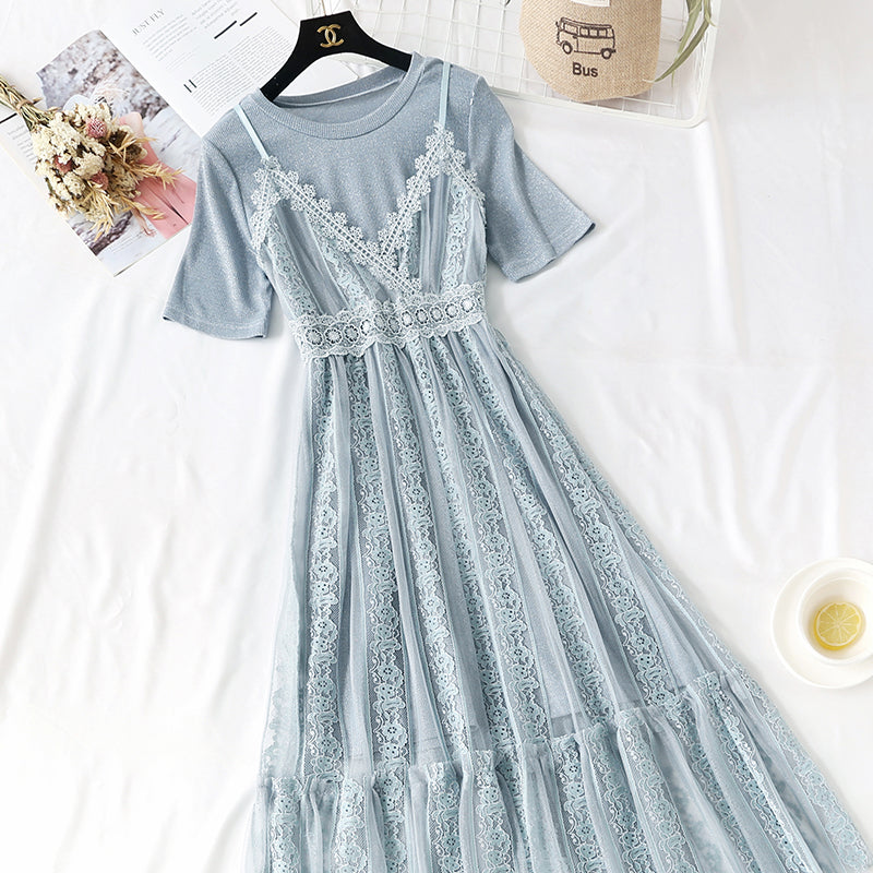 New fashion lace suspender skirt suit  4462