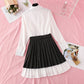 Design sense minority white shirt skirt pleated skirt  4049