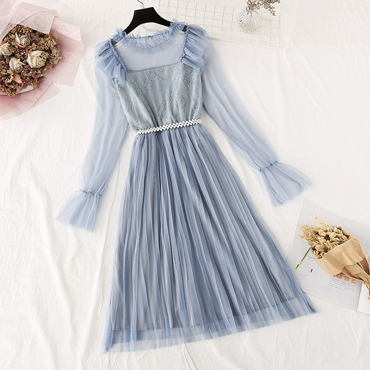 Knielanger französischer Retro-Faltenrock 4043