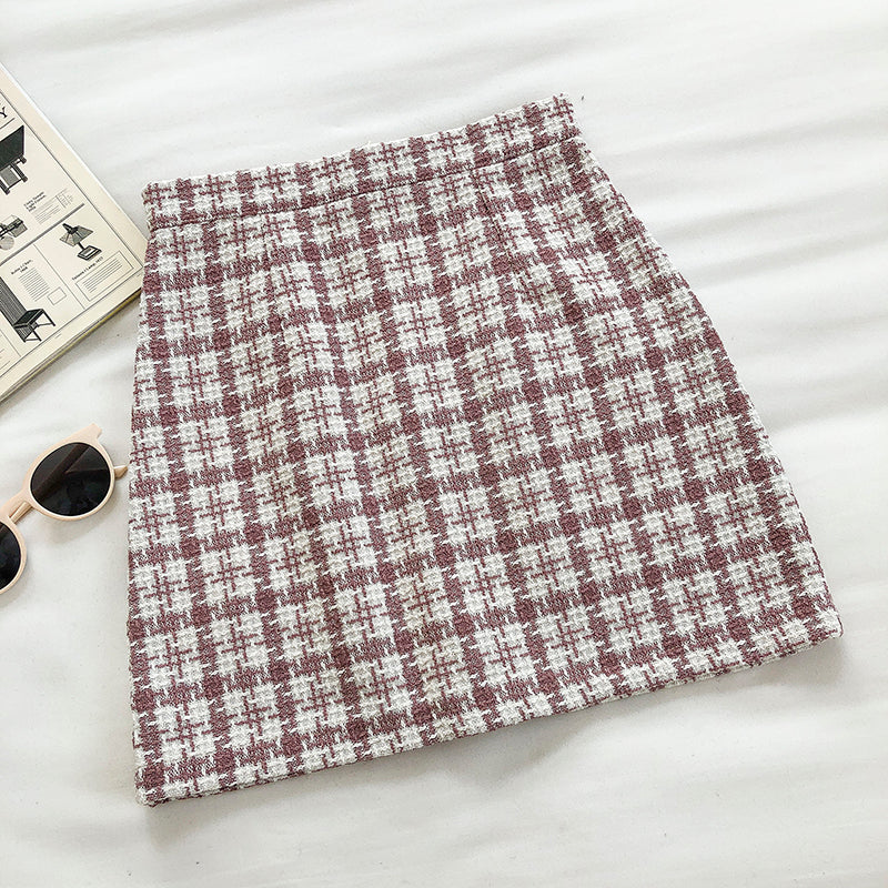 Sweet plaid skirt, retro, slim and anti light A-line skirt  5308