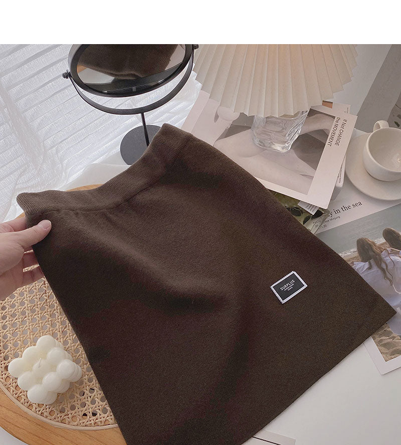 High waist elastic knitted Hip Wrap Skirt  5287