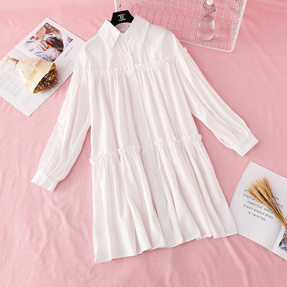 Shirt dress light mature style, foreign style, loose and thin  4021