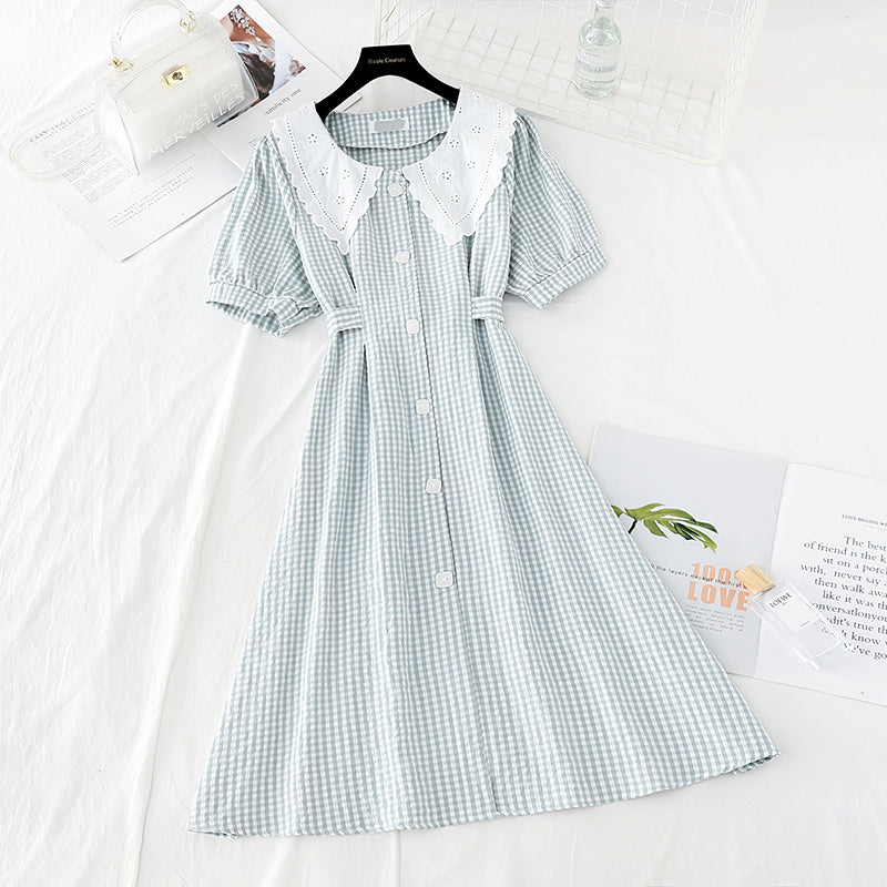 Doll neckline waistband shows thin temperament skirt  4183