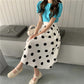 Polka dot skirt, summer, new style, printed midi A-line skirt  3654