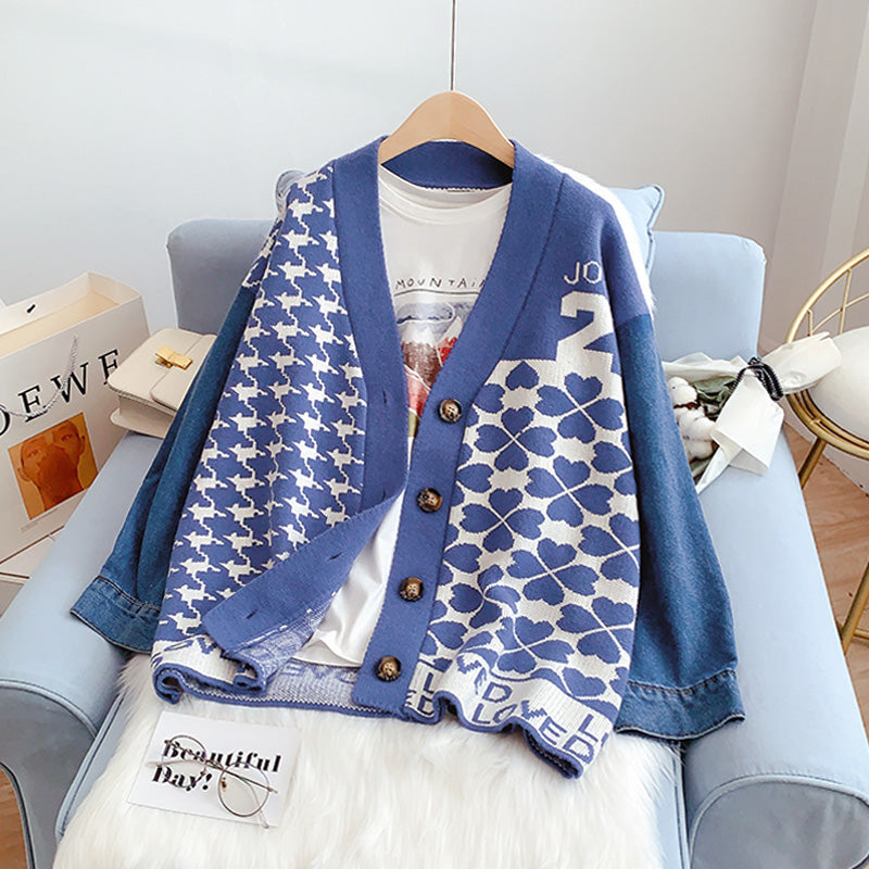 Jeans-Spleißmantel im Vintage-Port-Stil mit Ärmeln 5121