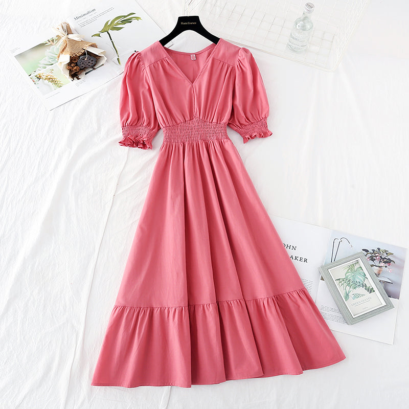 New waist closing slim skirt French fairy Sen long skirt  4618