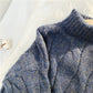 Twist high neck sweater female retro Japanese lazy  4910