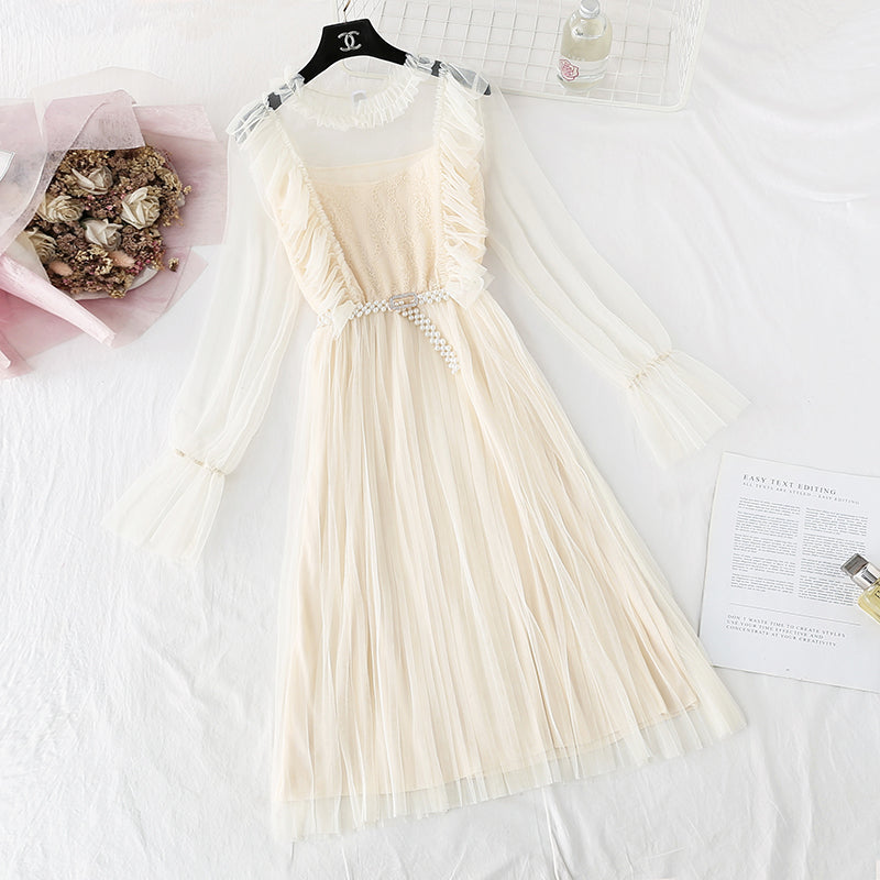 Knielanger französischer Retro-Faltenrock 4043