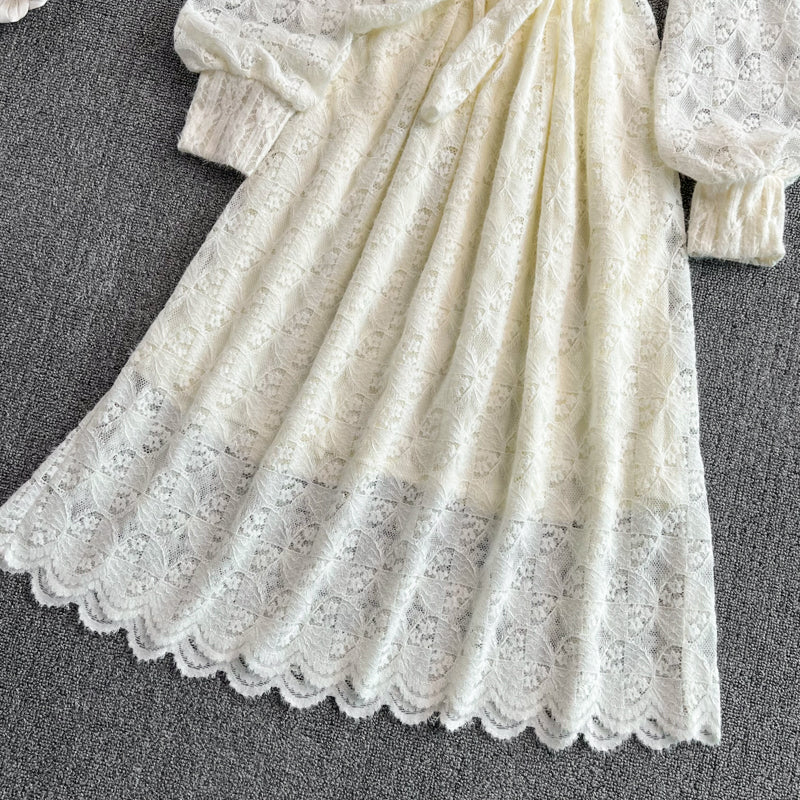 Stand collar lace dress fashion slim bottomed skirt  3769