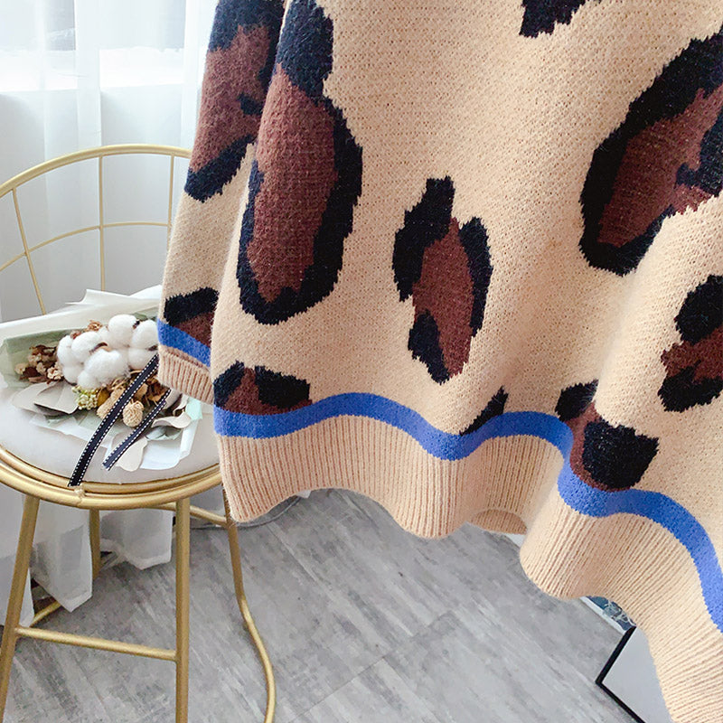 Leopard Pullover Damenmode locker Pullover Pullover 5086