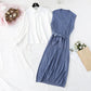 High necked Royal sister wind inner tie knit dress  4492